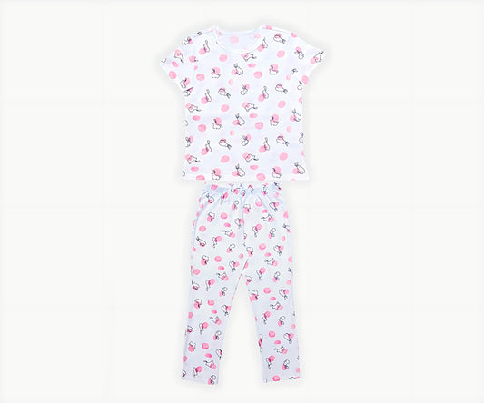 Set Pijama Alba cu Imprimeu