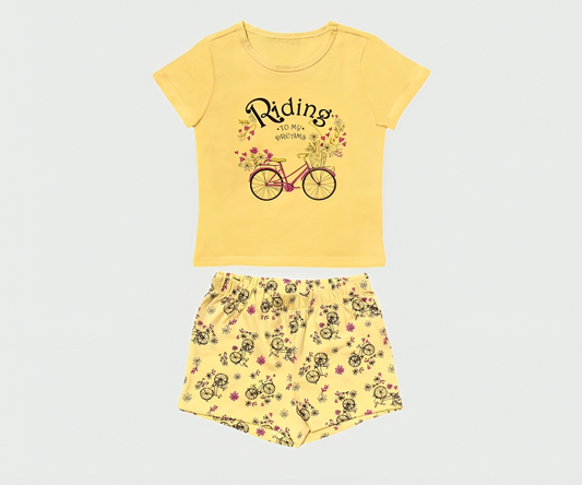 Set Pijama Imprimeu cu Bicicleta